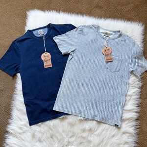 Faherty NWT Short-Sleeve Indigo Pocket Tee Bundle Set (2) Medium M